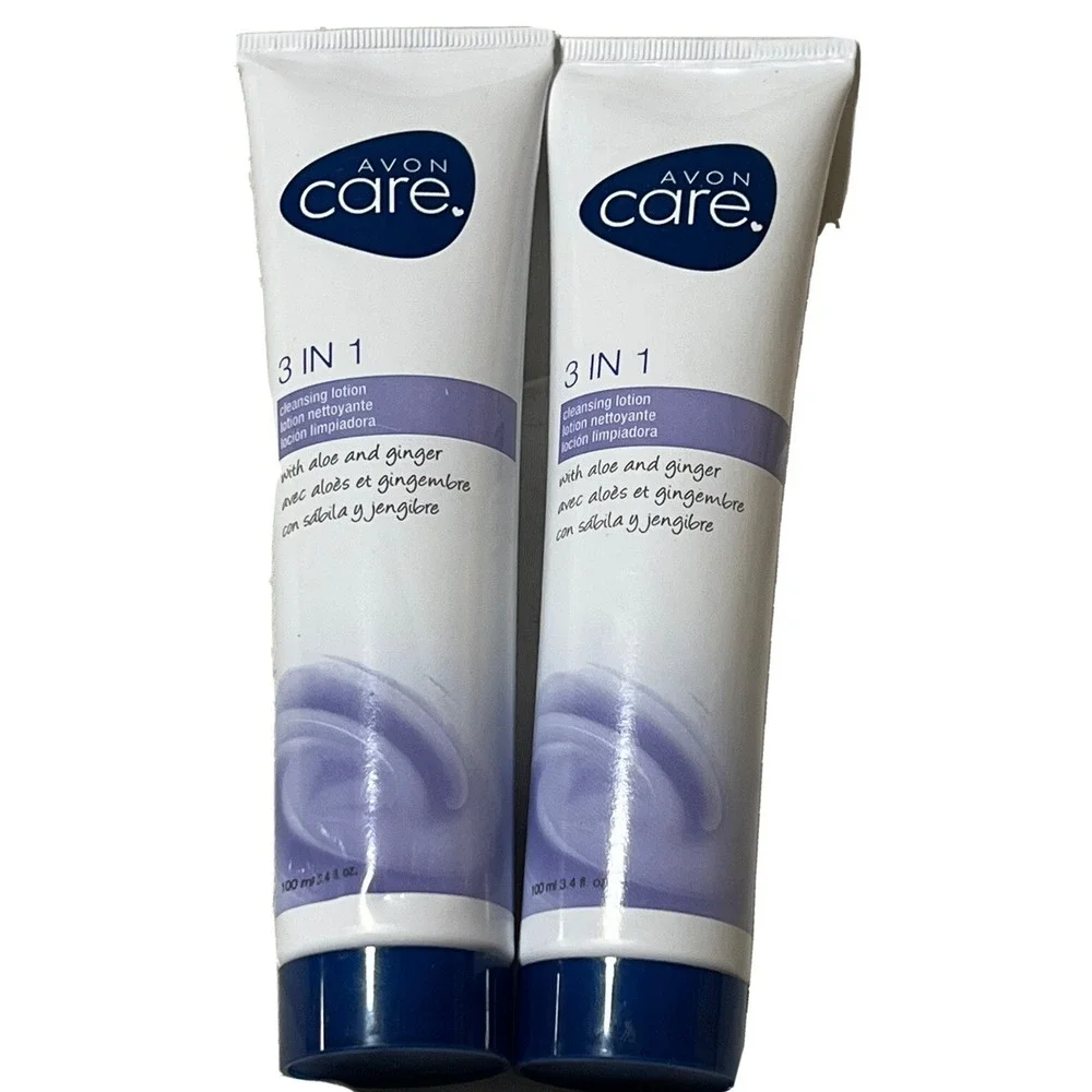 Avon Care Cleansing Lotion 3 in 1 with Aloe and Ginger 3.4 fl oz Each Retired